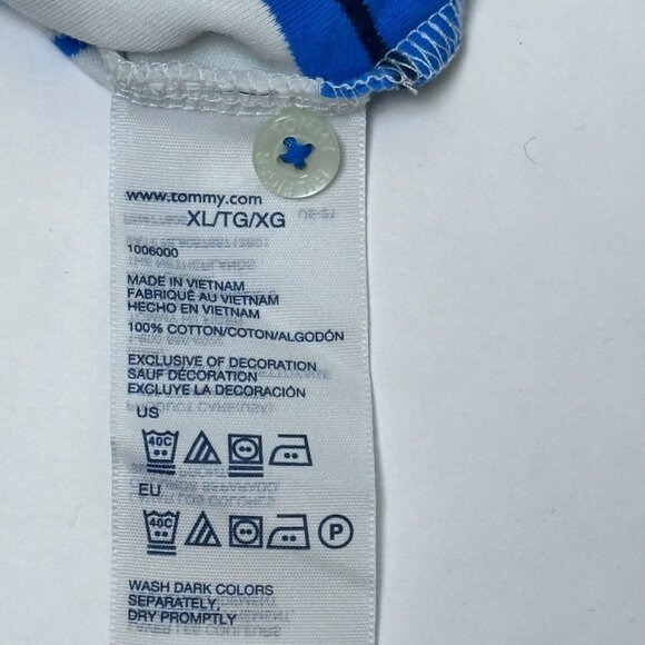 Tommy Hilfiger Striped Polo XL Blue White Navy Stripe Cotton - Picture 5 of 5